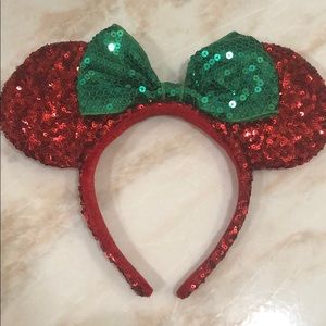 Disney Parks Red Green Sequin Minnie Ears